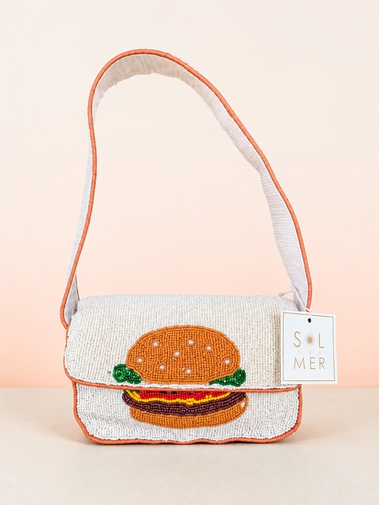 T.J.Maxx Handbags - NWT Sol and Mer Beaded Hamburger Shoulder Bag Novelty Purse TJ Maxx Foodie